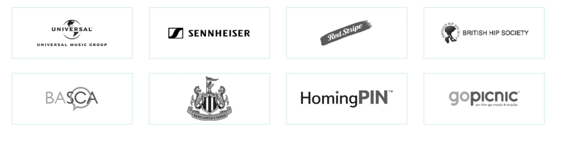 Clients including Universal Music Group, Sennheiser, Red Stripe, British Hip Society, BASCA, Newcastle United, HomingPIN and gopicnic
