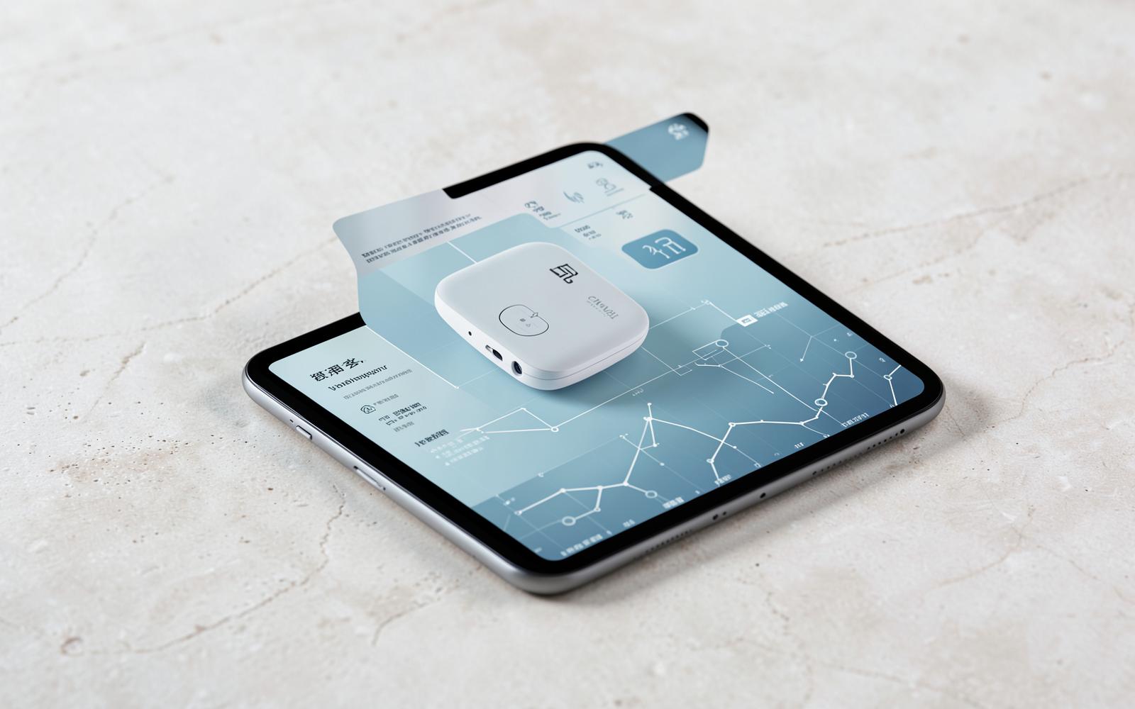 Clinical technology device and data visualisation displayed on a tablet